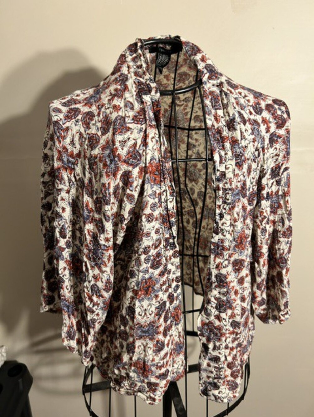 🍋‍🟩 boho print coat size fits most cover up womens coat maroon white